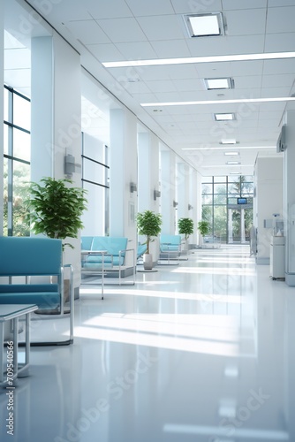 Clean hospital interior background Generative AI