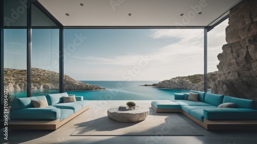 Luxury terrace with breath-taking view of the sea lagoon with crag © Marko