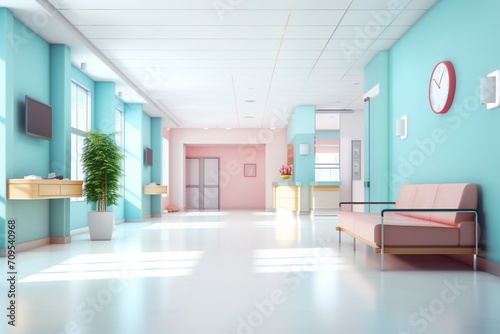 Clean hospital interior background Generative AI
