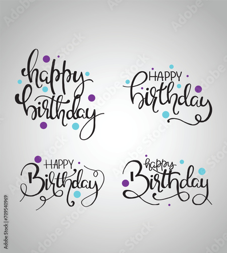 Happy Birth Day Typography Script Text Design