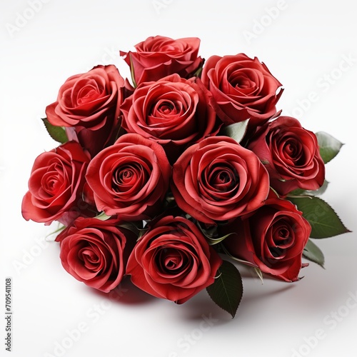 Elegant bouquet of red roses isolated on a white background