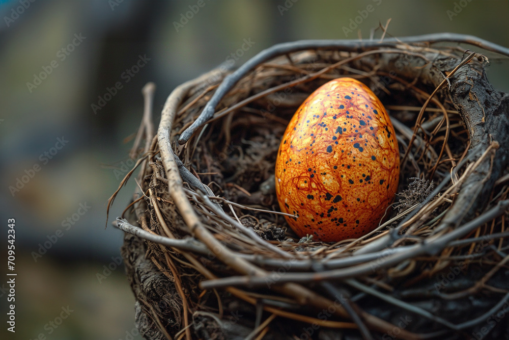 easter egg in a nest with copy space easter egg in a nest with copy space