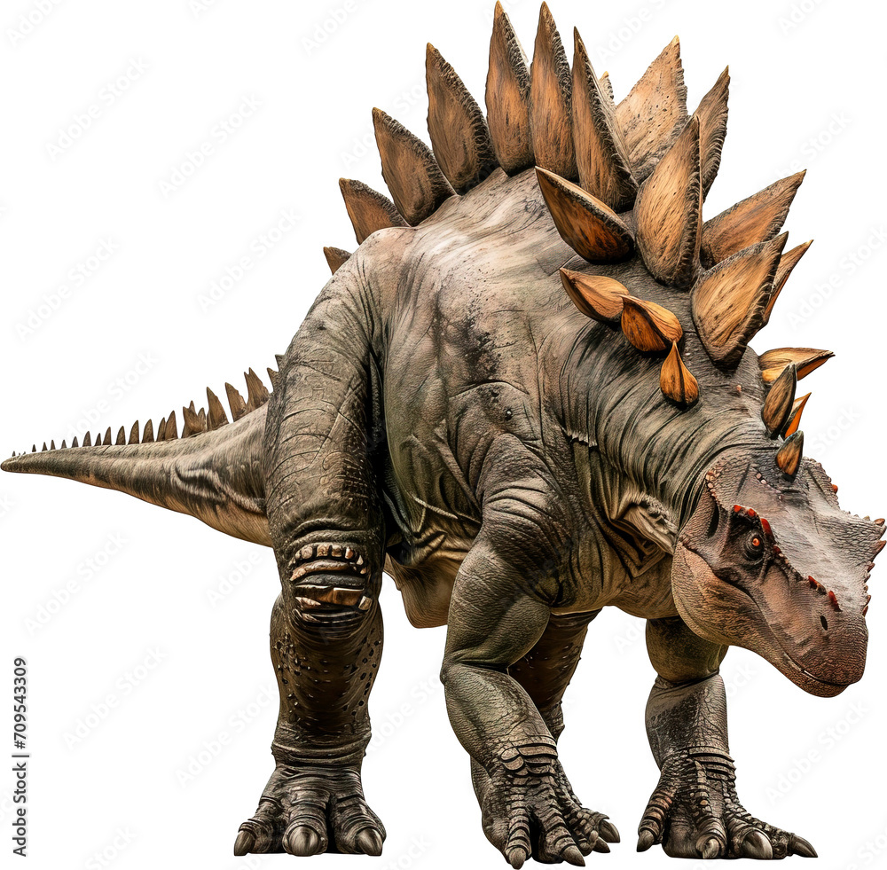 Fototapeta premium Stegosaurus dinosaur on transparent background. PNG