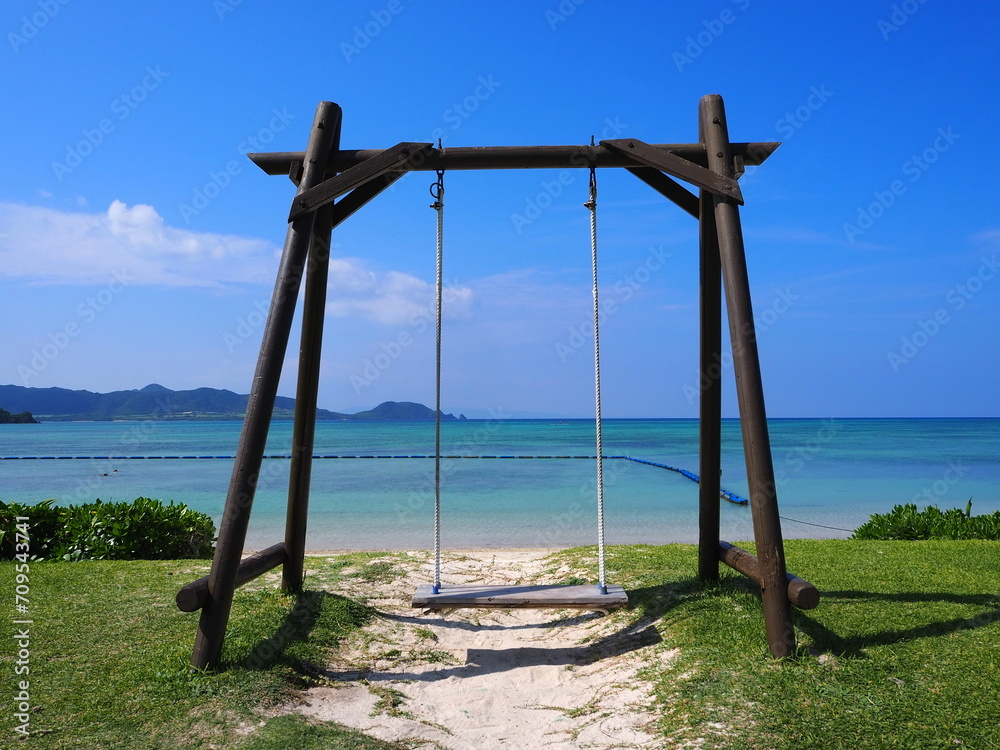 the popular seaside swing in Okinawa JAPAN the popular seaside swing in Okinawa JAPAN