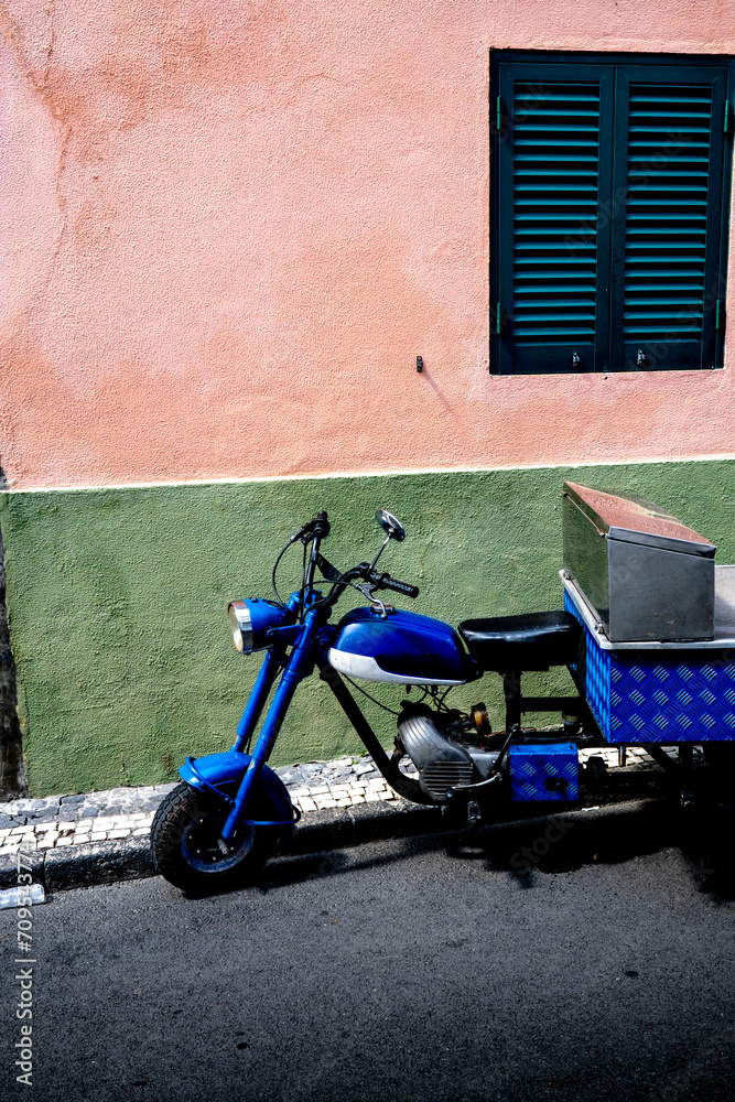 Motorbike parked in the Azores