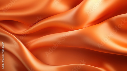 Close-up of a luxurious orange silk fabric texture with elegant waves and soft folds, conveying a sense of premium quality.