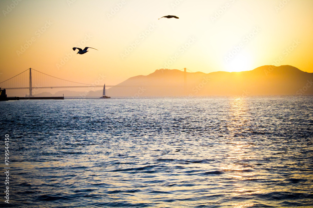 Golden Gate Bridge at Sunset from Pier 39, San Francisco Golden Gate Bridge at Sunset from Pier 39, San Francisco