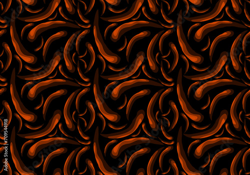 Fire pattern. Abstract and seamless. orange and black