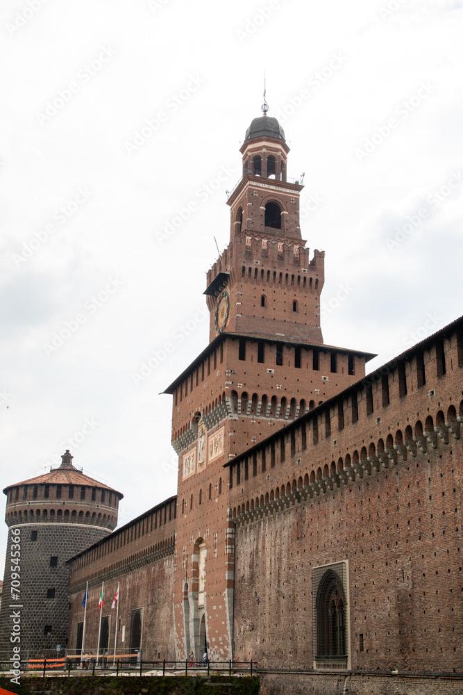 Castello Sforzesco in Italian for Sforza Castle building medieval fortification located in Milan Northern Italy