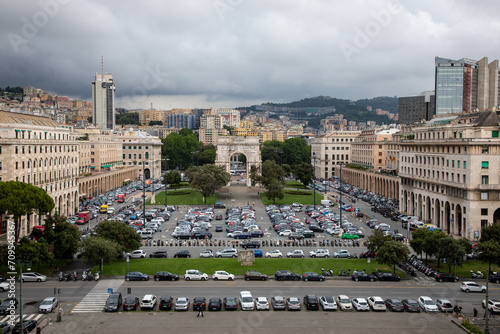 Turin , Italy - 01 12 2024 : Genoa Italy Arco della Vittoria view of italian city panoramic