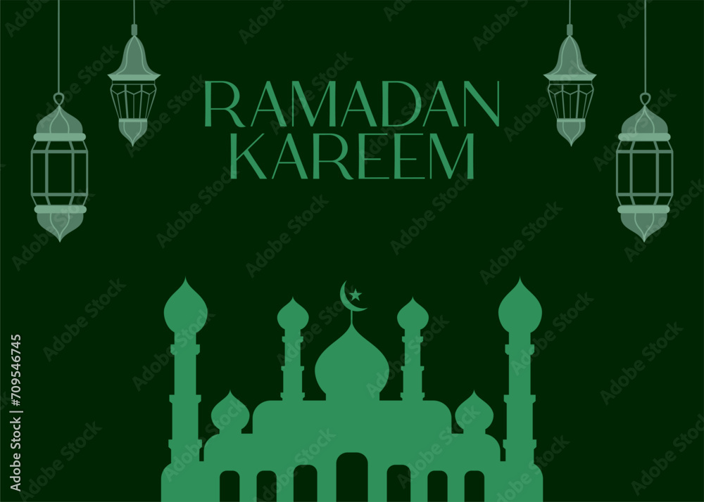 Green Ramadan Islamic holy month template design. Suitable for social media, poster, greeting cards and banner. Landscape orientation background Green Ramadan Islamic holy month template design. Suitable for social media, poster, greeting cards and banner. Landscape orientation background