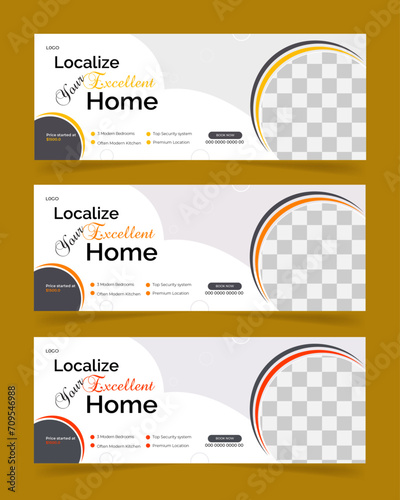 Real estate social media face book cover web banner template, face book, Instagram post, banner design template house sale face book cover