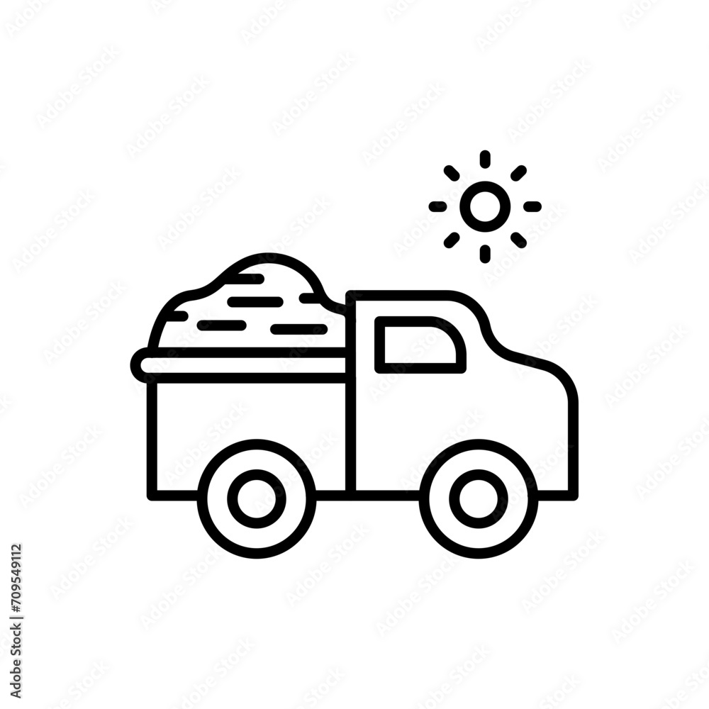 Fototapeta premium Sand truck outline icons, minimalist vector illustration ,simple transparent graphic element .Isolated on white background
