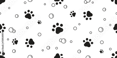 dog paw seamless pattern cat footprint vector soap bubble pet french bulldog puppy kitten bear cartoon doodle gift wrapping paper tile background repeat wallpaper scarf isolated illustration design