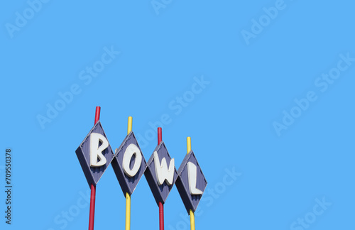 Obraz na plátně Retro neon bowling alley sign