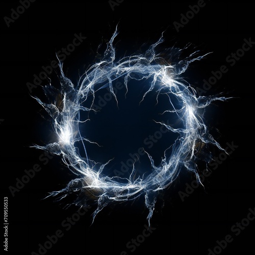 Empty lightning bolt frame on black background Generative AI