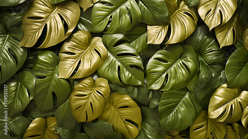 Close Up Of a Pile of Black and Green Leaves, Lush Green Leaves Pattern, AI Generated