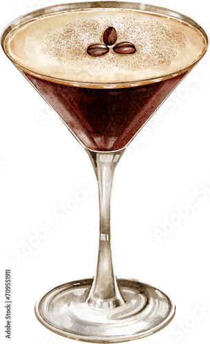Espresso Martini Cocktail Watercolor