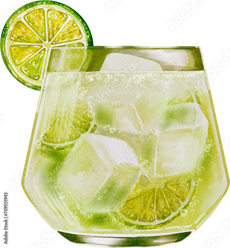 Caipirinha Cocktail Watercolor