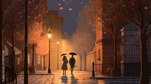 Illustration of a warm small town atmosphere