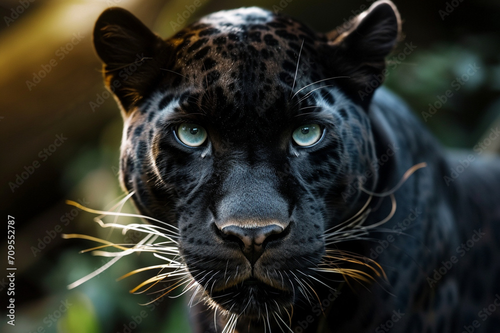Majestic Black Leopard Close-up Intense Gaze Natural Habitat