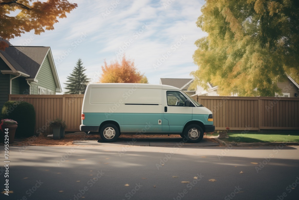 cargo van parked in a residential driveway during movein cargo van parked in a residential driveway during movein