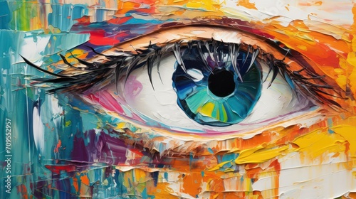 close up of a painting eye 