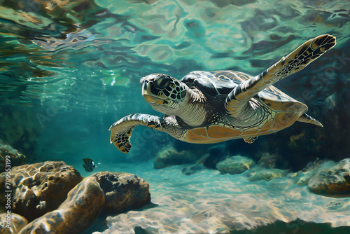 sea turtle swimming