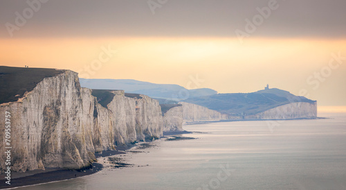 Obraz na plátne Dramatic cliff face of the Seven sisters between Cuckmere Haven and Birling Gap