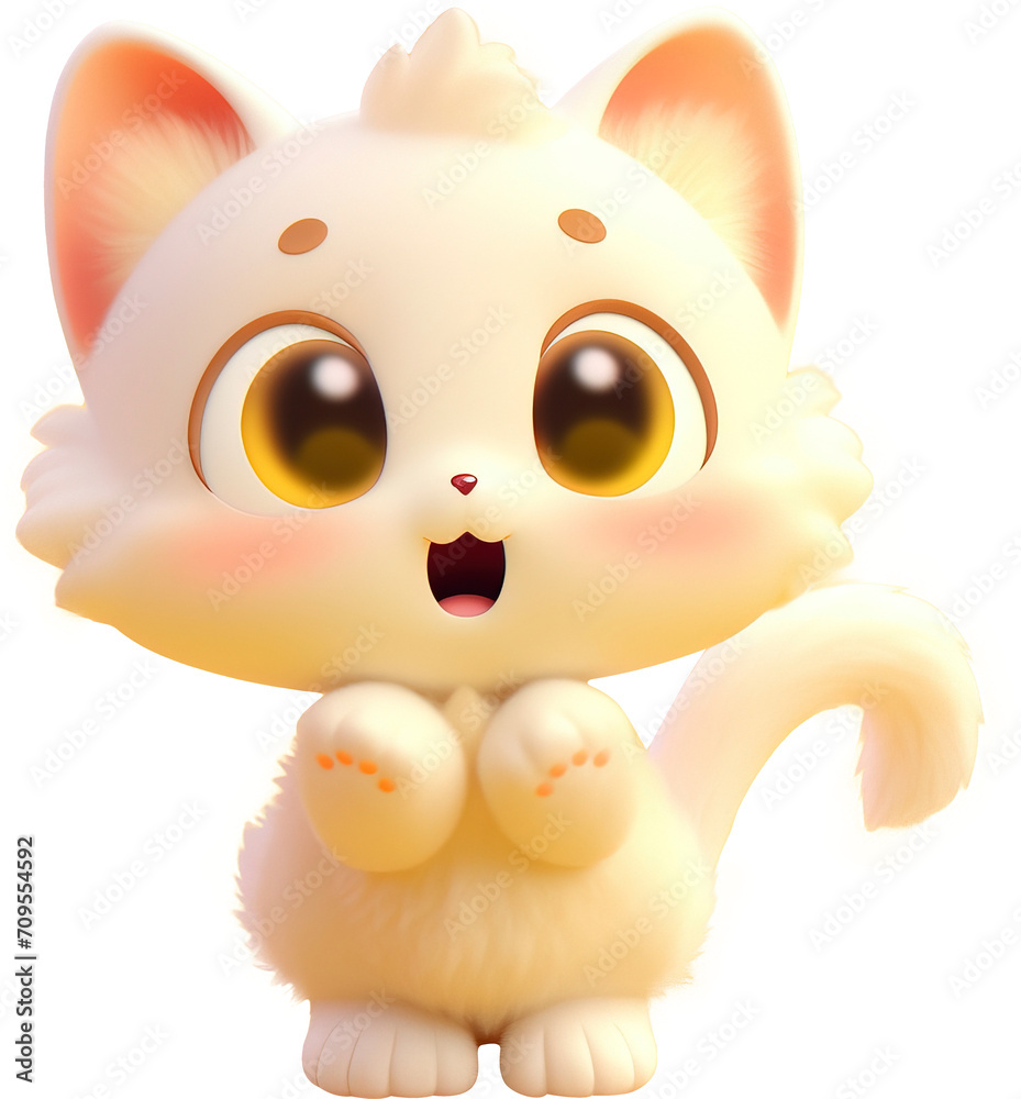 Naklejka premium 3d cute kitten isolated on transparent background. PNG