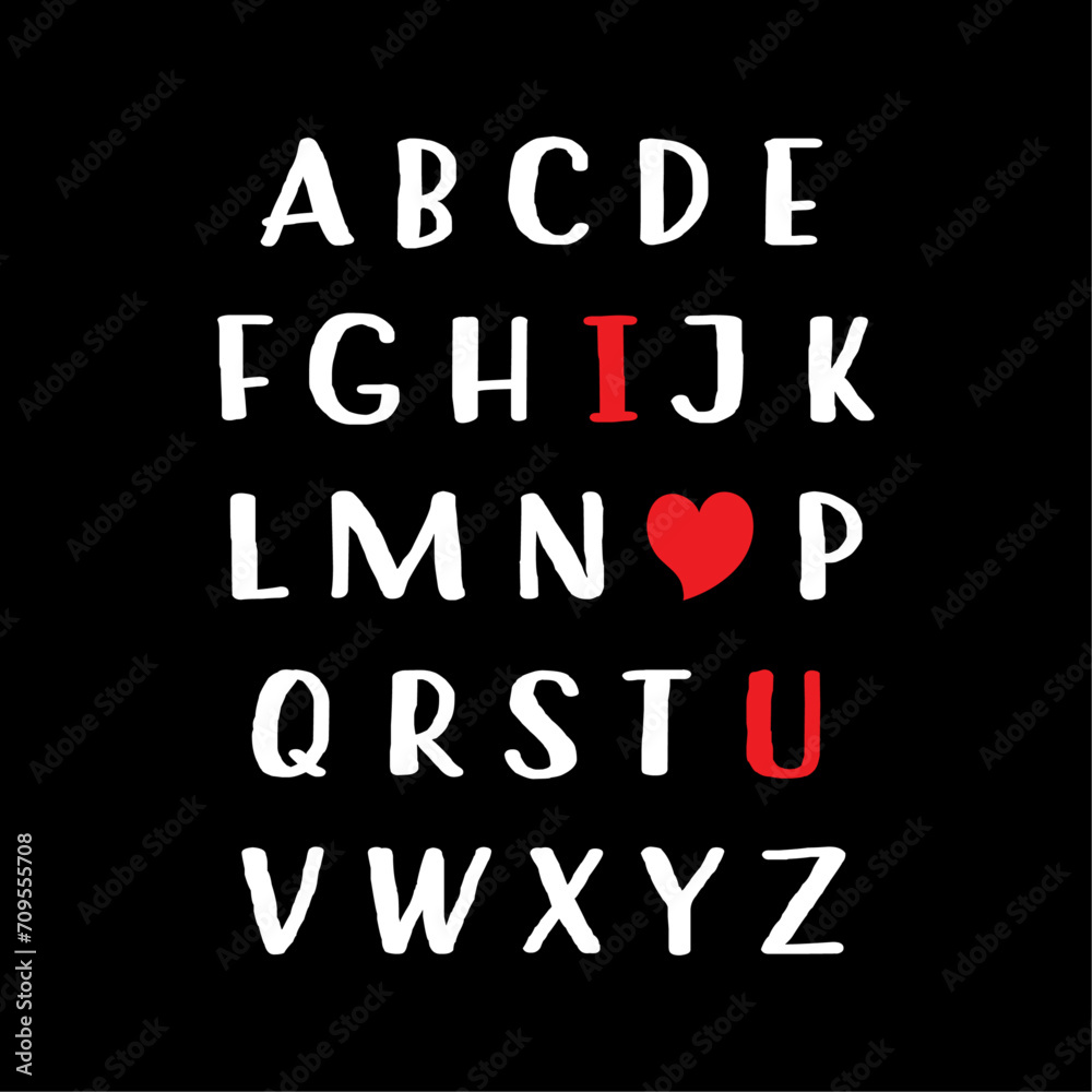Valentines Day I Love You Alphabetic Gift T Shirt