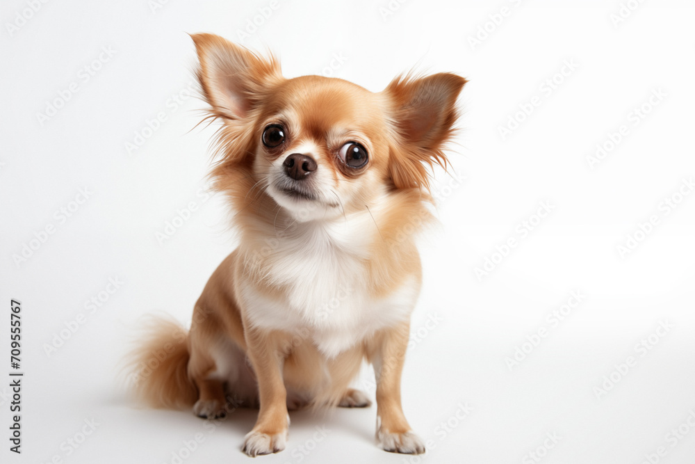 chihuahua puppy sitting on white background