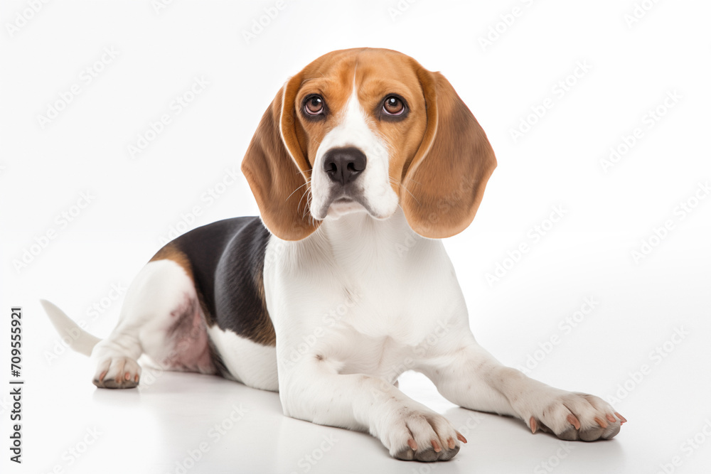 beagle puppy on white background