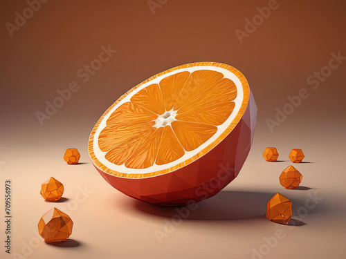 Vibrant 3D Low-Poly Art of Flat Pop Old Fashioned Cocktail with Orange Twist on Gradient Sky Background Gen AI photo