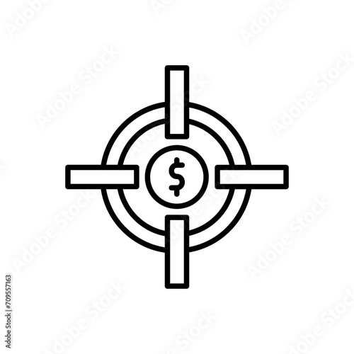 Fototapeta Naklejka Na Ścianę i Meble -  Dollar target outline icons, minimalist vector illustration ,simple transparent graphic element .Isolated on white background