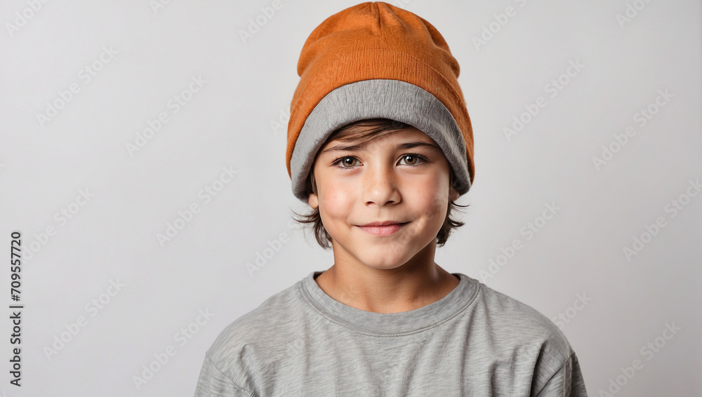 boy wearing a beanie on a white background boy wearing a beanie on a white background