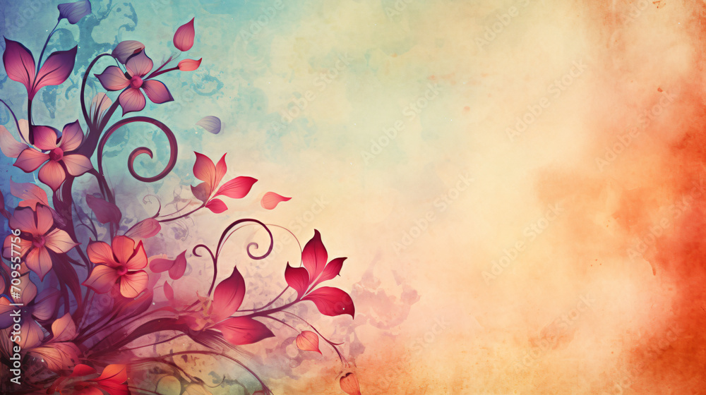 Abstract Background with Floral Ornament, watercolor and colorful art style.