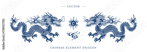 Blue and white porcelain Chinese dragon pattern photo