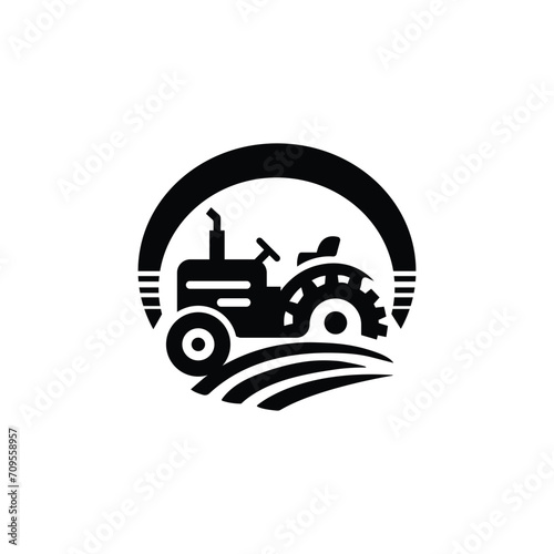 tractor illustration emblem logo vector