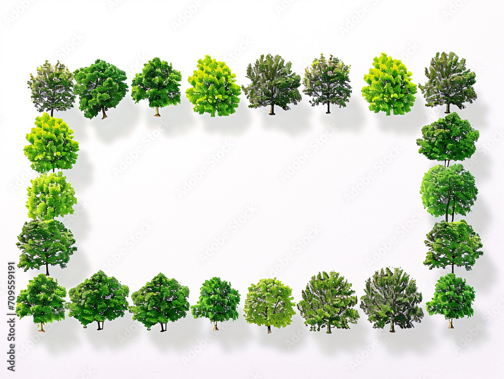 緑豊かな自然の木のフレームデザイン