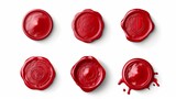 vector red wax seals set for letter and envelope 