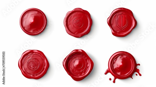 vector red wax seals set for letter and envelope    photo