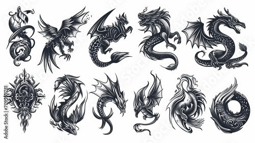 vector tattoo set element of your design used vector illustration   