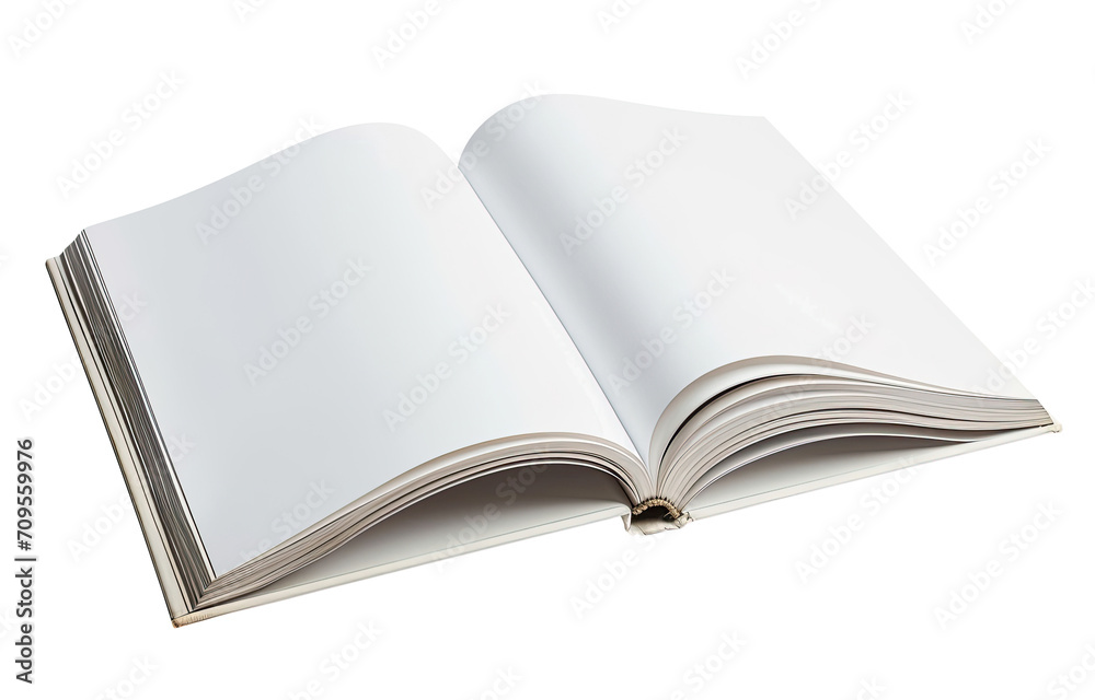Open book with blank white pages isolated on transparent background, top view Open book with blank white pages isolated on transparent background, top view