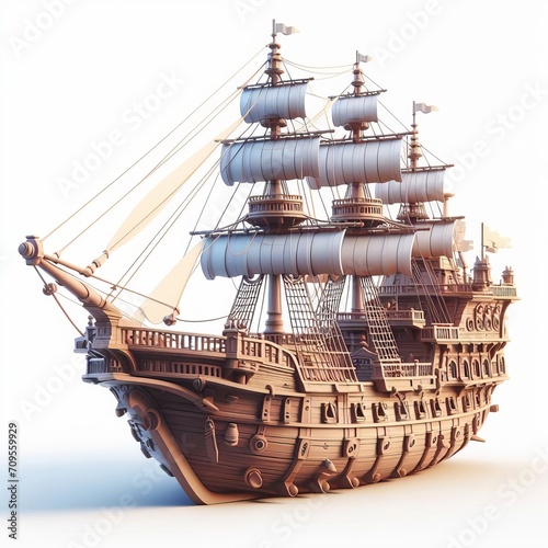 old ship model isolated