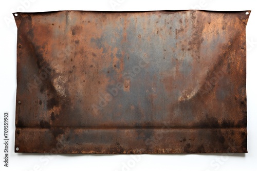 Rusted metal banner on white background Generative AI