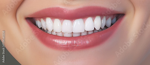 Happy Dental Care: A Smiling Female Patient with White Teeth at the Dentist Clinic, Exuding Healthy Beauty and Joy