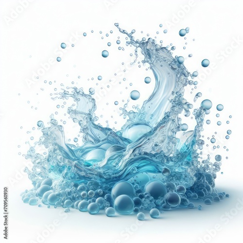 water splash with bubbles isolated