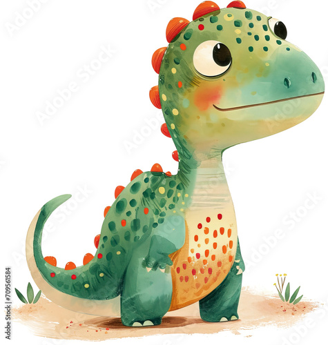 Cartoon dinosaur isolated on transparent background. PNG