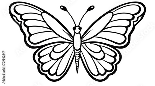 Drawing for children's coloring book cute butterfly. Illustration winter line on white background photo